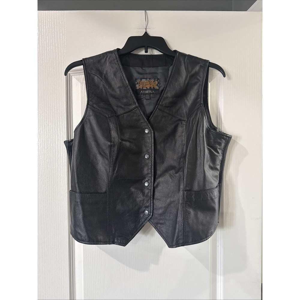Street and Steel men's XXL‎ motor cycle leather riding vest, excellent condition